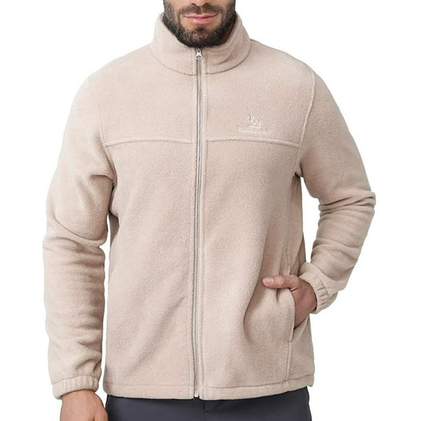 CQC Mens Full-Zip Fleece Jacket Soft Polar Winter Outdoor Coat with Pockets 